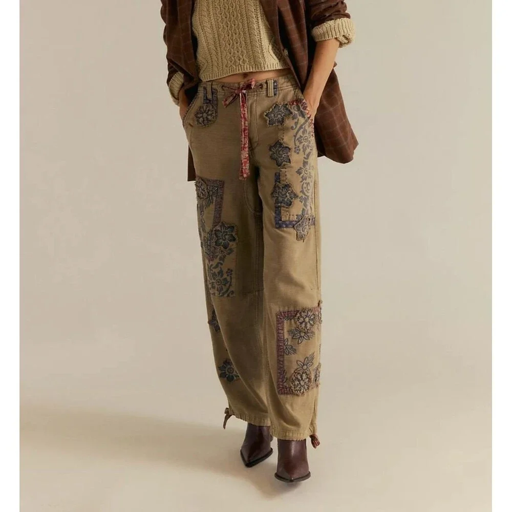 Free People We The Free Around The Block Patch Jogger Pants Cotton XS 288615